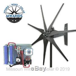 Missouri Freedom 12 Volt 1600 Watt 7 Blade Wind Turbine Generator Kit Gray