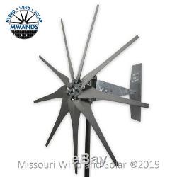 Missouri Freedom 12 Volt 1600 Watt 9 Blade Wind Turbine Generator Kit Gray