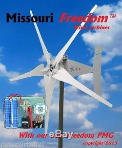 Missouri Freedom 12 Volt 1600 Watt 5 Blade Wind Turbine Generator Kit Gray 