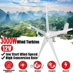 S Wind Turbine Generator Kit 3000W Power 5 Blades 12/24/48V Controller Inverter