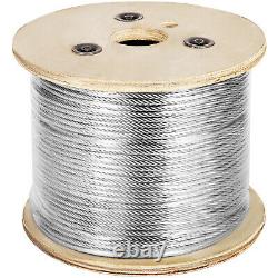 VEVOR T-304 Grade 7 x 19 Stainless Steel Cable Wire Rope 3/16- 500ft Spool