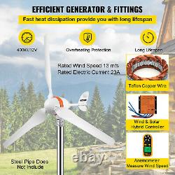 VEVOR Wind Turbine Generator 400W Wind Generator 12V withMPPT&Anemometer 3 Blades
