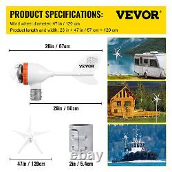 VEVOR Wind Turbine Generator Kit 12V Wind Power Generator 400W withMPPT 5 Blades