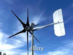 Wind Turbine Generator 1150 Watt 6 Black blades (60.5D) 48 DC 2 wire PMA