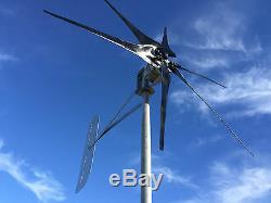 Wind Turbine Generator 1150 Watt 6 Black blades (60.5D) 48 DC 2 wire PMA