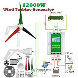 Wind Turbine Generator 12000W DC 24V 3-Blades Flange Horizontal Axis Wind Power