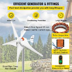 Wind Turbine Generator Kit 12V Wind Power Generator 400W withMPPT 5 Blades