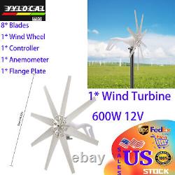 Wind Turbine Generator Kit 12V Wind Power Generator 600W with Controller 8 Blades
