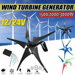 1500/2000 / 3000w Dc12 / 24v 3/5 Blades Éolienne Générateur Avec Contrôleur De Charge