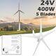 24v 5 Lames Générateur De Vent Turbine Power Controller Lames Charge Vertical Kit