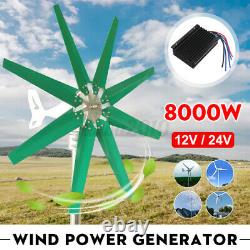 3/5/8 Pales 8000w Générateur D’éoliennes Unité+contrôleur De Charge D’alimentation 12/24v