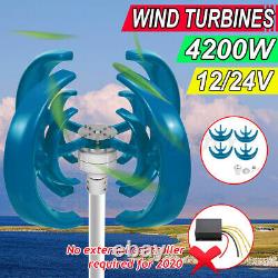 4200w 12/24v Axe Vertical 4blade Rotor Lanterne Wind Turbines Générateur Moulin À Vent