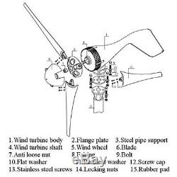 5 Blades 4800w Max Power Wind Turbines Générateur Dc12 / 24 / 48v Contrôleur De Charge