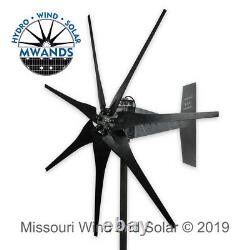 7 Lame 1600 Watt Turbine Vent Sealed Noir Blades Missouri Éolienne Et Solaire