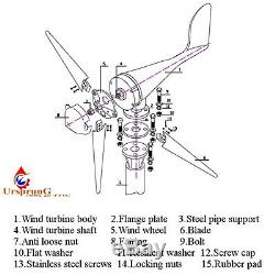 8000w 12v / Windkraftanlage Windgenerator Turbine Windrad 5 Klinge