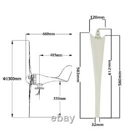 800W de pointe 6 lames 12V/24V/48V Éolienne horizontale générateur résidentiel