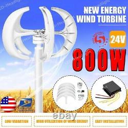 800w 24v 5 Lames Vertical Puissance Éolienne Turbine Éolienne Moulin À Énergie Avec Chargeur