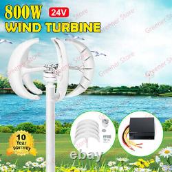 800w Lanterne Vertical Wind Turbine Générateur 5 Lames Chargeur Contrôleur 24v