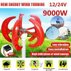 9000w 5 Pales Vertical Axi Wind Turbines Generator Lantern 12v 24v Motor Kit