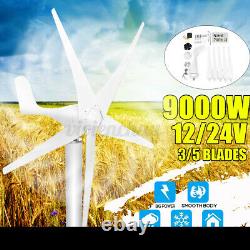 9000w Max Power 5 Lames Générateur De Turbine À Vent Avec Contrôleur De Charge DC 12/24v