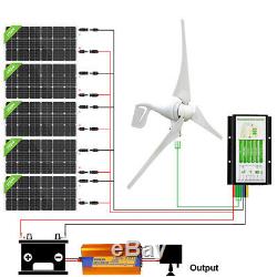 Eco 900w Kit Hybride 400w Wind Turbine Générateur Et 5 Pièces 100w Panneau Solaire