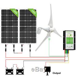 Eco-digne 600w Kit Hybrid 400w Wind Turbine Générateur Et 2 Pièces 100w Panneau Solaire