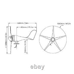 Éolienne à 5 pales de 400W DC 12V avec contrôleur de chargeur pour production d'énergie à domicile