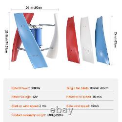 Éolienne à axe vertical de 3000W avec contrôleur AC 12V pour générateur de turbine éolienne domestique