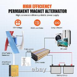 Éolienne à axe vertical de 3000W avec contrôleur AC 12V pour générateur de turbine éolienne domestique