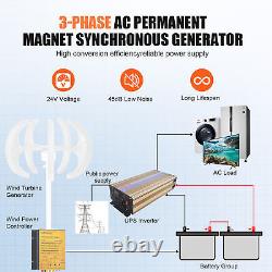 Éolienne domestique à turbine à axe vertical de 24V avec contrôleur de générateur de vent blanc