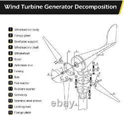 Générateur d'éolienne 400W à 3 pales avec contrôleur de chargeur de vent et alimentation de moulin à vent DC 12V