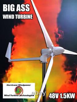 Kit Générateur De Turbine Éolienne Big Ass 1,5 Kw 1500 Watts 48v Sortie Réelle