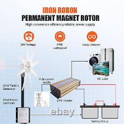 Kit de générateur d'éolienne 12000W avec 8 lames de moulin à vent, contrôleur de chargeur DC 24V