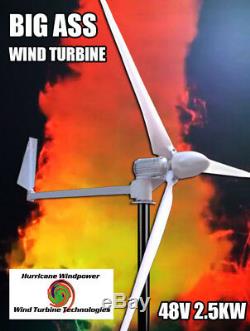 L'ouragan Cul Rond Éolienne Générateur Kit 2.5 Kw 2500 Watts 48v Réel De Sortie