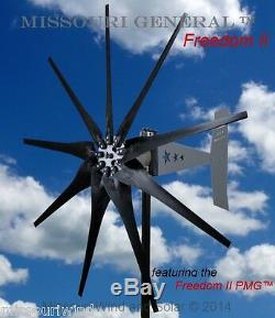 Missouri Général Freedom II 24 Volt 2000 Watt Max 9 Lame Wind Turbine Generator