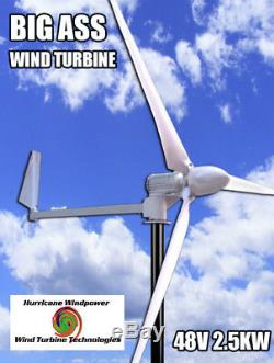 Ouragan Cul Rond Éolienne Générateur 2,5 Kw 2500 Watts 48v Avec Le Contrôleur