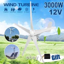 Turbine éolienne à 5 pales de 3000W avec contrôleur de chargeur MPPT et générateur de puissance éolienne de 12V.
