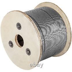 Vevor T-304 Grade 7 X 19 Corde De Câble En Acier Inoxydable 3/16- 500ft Bobine